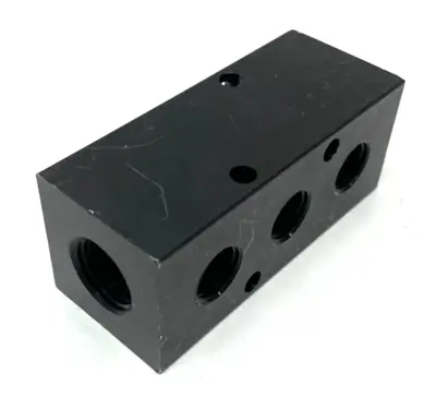 USED POLYCONN PNEUMATIC MANIFOLD 3-PORT 1/4” NPT OUT 3/8” NPT IN