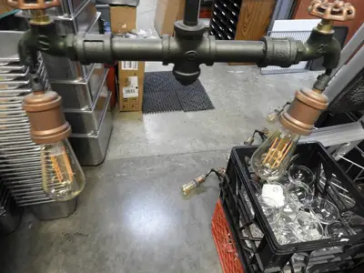 Used Falcon Restaurant Supply Used Steampunk Industrial Water Pipe and Spigot 2 LED Ceiling Light Restaurant Front of House Furnishings Illinois US | Falcon Restaurant Supply #1376635