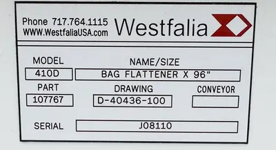 USED WESTFALIA 410D | 96” BAG FLATENNER