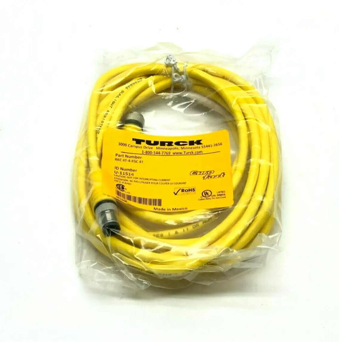 NEW TURCK EUROFAST DOUBLE-ENDED CORDSET M12 MALE TO FEMALE U-11514