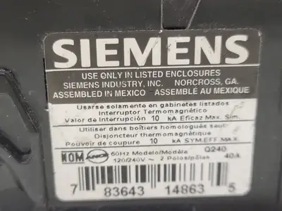Used SIEMENS Q240 Switchgears British Columbia CA | Lenmark #835454