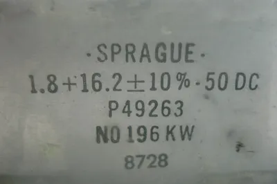 SPRAGUE P49263 N0196KW 1.8+16.2+10%-50 DC
