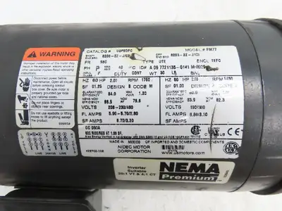 Grove Gear 60:1 Double Reduction Gearmotor 14 RPM Output RH 2Hp 460V 3PH 56C