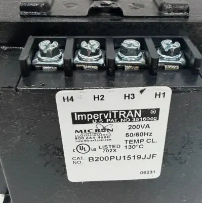 NEW MICRON CONTROL B200PU1519JJF TRANSFORMER 200VA 50/60HZ