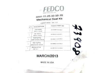 NEW FEDCO MSS-15-20-30-50-70 MECHANICAL SEAL KIT MSS1520305070