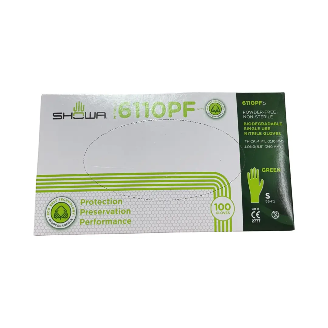 SHOWA Biodegradable Nitrile Powder-Free Disposable Small Safety Glove Food Safe 1 Box