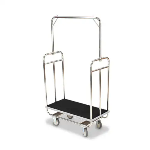 Forbes Industries Economy Luggage Cart w/ Carpeted Deck - 37"L x 18 1/2"W x 65 1/2"H, Chrome Plated (H1210-5C)