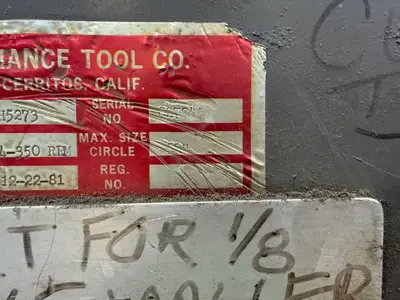Used 1981 THE RELIANCE TOOL CO CH5273 Rotary Shears including Ring & Circle Ohio US | HGR 24 #1520920
