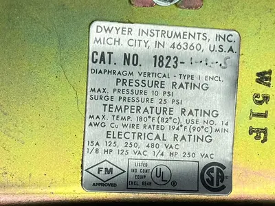 New | in-Stock DWYER 1823-1-1-S Miscellaneous Equipment (Electrical & Power) Ohio US | Surplus Asset Holdings #1460419