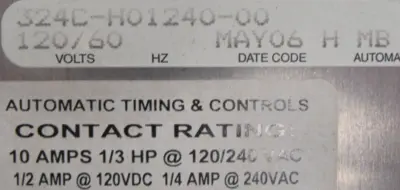 NEW AUTOMATIC TIMING & CONTROLS 324C-H01240-00 TIMER 324CH0124000