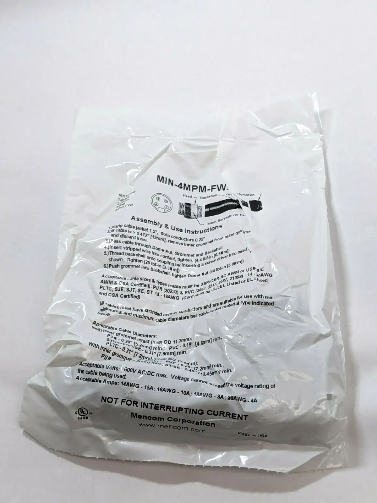 New | in-Stock Mencom MIN-4MPM-FWX Electrical Fittings Michigan US | Maverick Industrial Sales #1401734