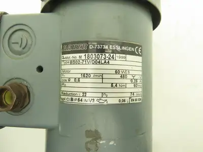 Bauer BS02-71V/D04LA4 AC Gearmotor 22:1 Reducer 74rpm 480v 3ph LH Output