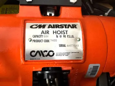 NEW CM AIRSTAR 7400 CHAIN HOIST 1/4-TON 14FT 65FPM 90PSIG W/ PENDANT