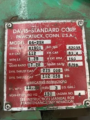 1999 DAVIS STANDARD 3" 24:1 AIR COOLED EXTRUDER Extruders, Low Boy 2.6" - 3.5""" | Mark One Machinery (7)