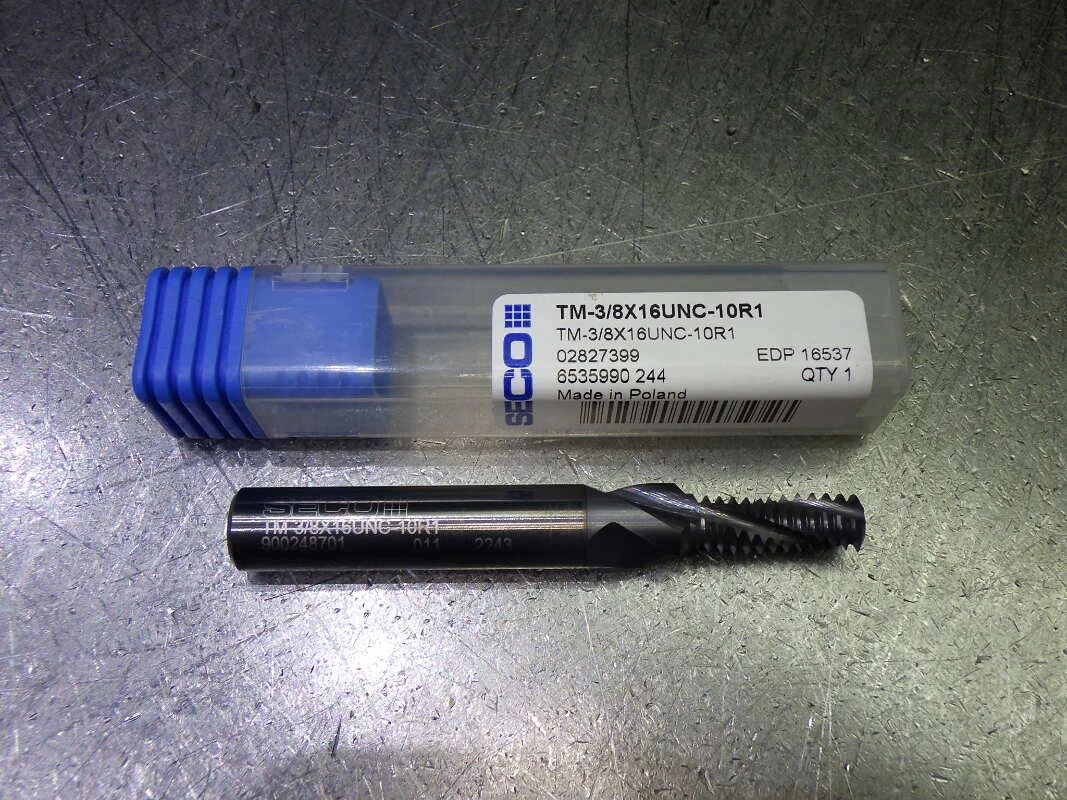SECO .289" 3/8x16 UNC Coolant Thru Carbide Thread Mill TM-3/8X16UNC-10R1 (LOC1982A)