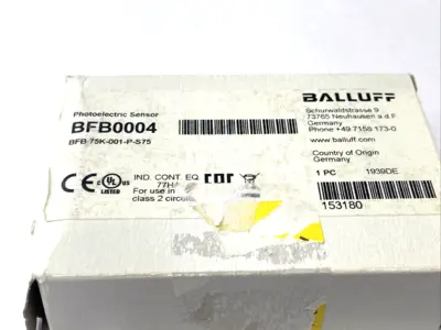 BFB 75K-001-P-S75, BFB0004 | Balluff BFB0004 Fiber Optic Photoelectric Sensor Base Unit BFB 75K-001-P-S75 - New Other