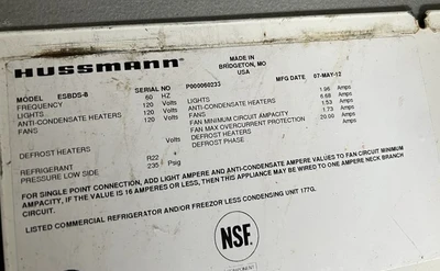 101-0101 Hussmann ESBDS Remote Service Deli Display Cooler