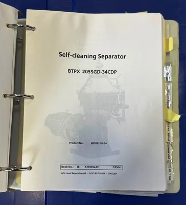 Alfa-Laval BTPX 205 SGD-34 CDP-60 clarifier centrifuge skid, 316L SS.