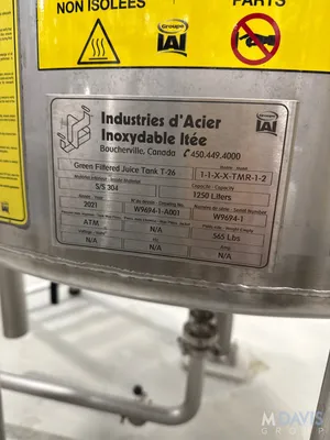 USED 2021 INDUSTRIES D'ACIER INOXYDABLE ITEE 315 GALLON