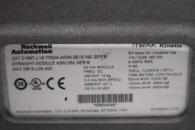 Allen Bradley iTrak Kinetix # 2198T-L16-T0504-A00N-2E1E-NS Ser. B AB STOCK 4984