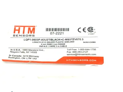 New | in-Stock HTM Sensors Long Square Proximity Sensor 3mm Range PNP, NO, 07-2221 Proximity Sensors Michigan US | Maverick Industrial Sales #1398242