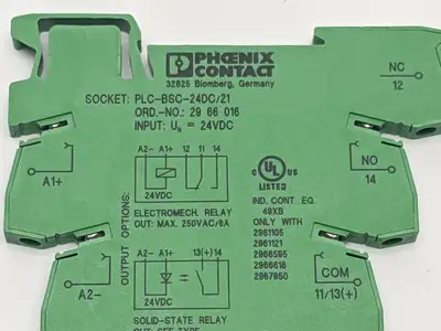 PLC-BSC-24DC/21,2966016,2966618 | Phoenix Contact PLC-BSC-24DC/21 Relay Base 2966016 w/ 2966618 Relay - New Other