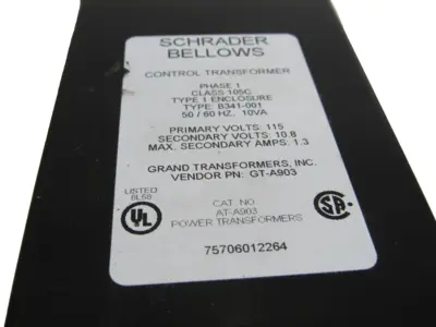 NEW SCHRADER BELLOWS B341-001 CONTROL TRANSFORMER B341001