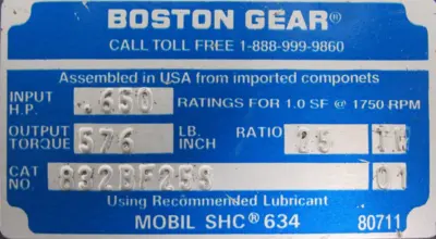 NEW BOSTON GEAR 832BF25S GEAR REDUCER 25:1