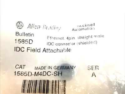 NEW ALLEN-BRADLEY ETHERNET 4 PIN STRAIGHT MALE