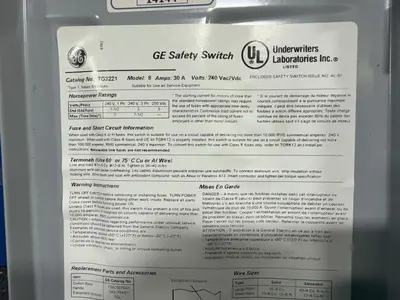 Used GENERAL ELECTRIC TG3221 Disconnects Ohio US | HGR 24 #1284769