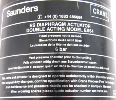 NEW SAUNDERS CRANE ES54 DIAPHRAGM VALVE SC03206 S24728-1