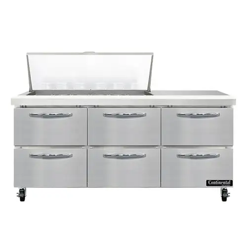 Continental SW72N18M-D 72" Sandwich/salad Prep Table W/ Refrigerated Base, 115v