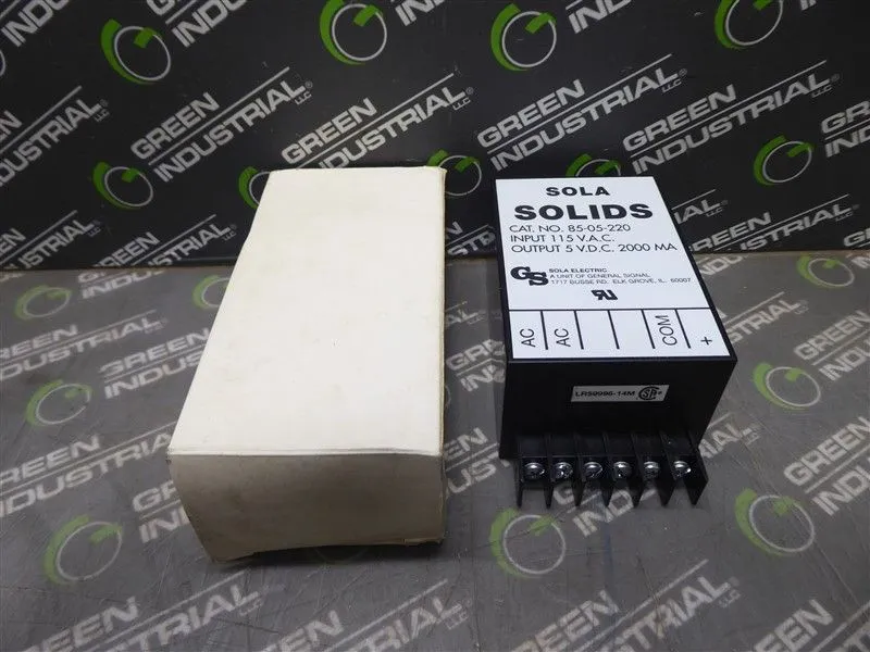 Sola Solids 85-05-220 Power Supply 115 VAC Input 5 VDC 2000 mA Output New