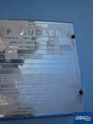 NEW Pfaudler 1,500 Gal Pfaudler Glass-Lined Reactor Body, 100/90#