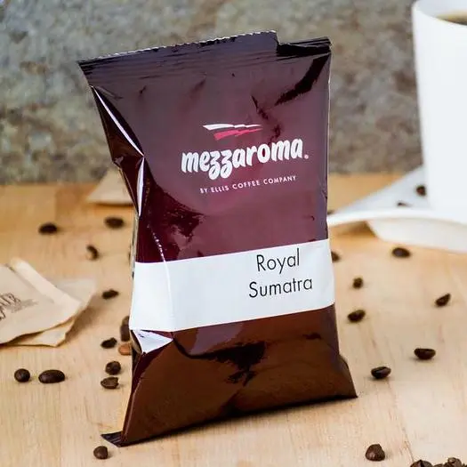 Ellis Mezzaroma Royal Sumatra Ground Coffee - (24) 2.5 oz. Packets / Case