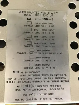 USED SOLA ELECTRIC 63-23-150-8