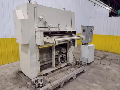 48” WIDE x 30 HP MECHANICAL IN-LINE COIL PRESS & SHEAR WITH PLC VARIABLE SPEED DRIVE: STOCK #22968