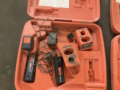 (1) Paslode Impulse finish nailer, (2) plastic cases, (2) batteries and (2) chargers, batteries will...