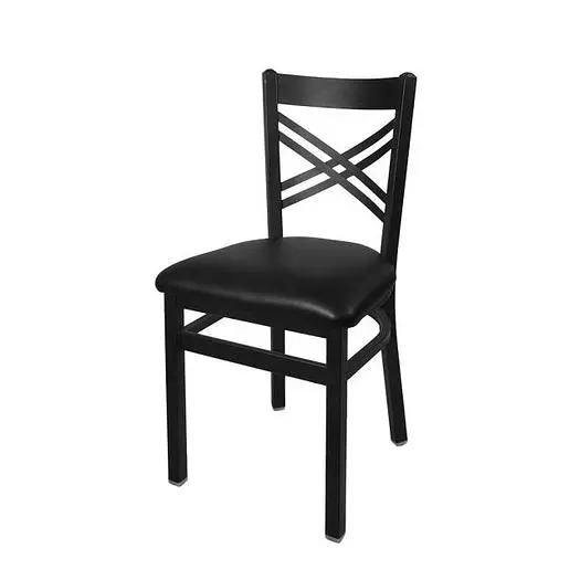 BFM Seating Akrin Metal Chair - with Black Vinyl Seat - 6 Colors to choose from