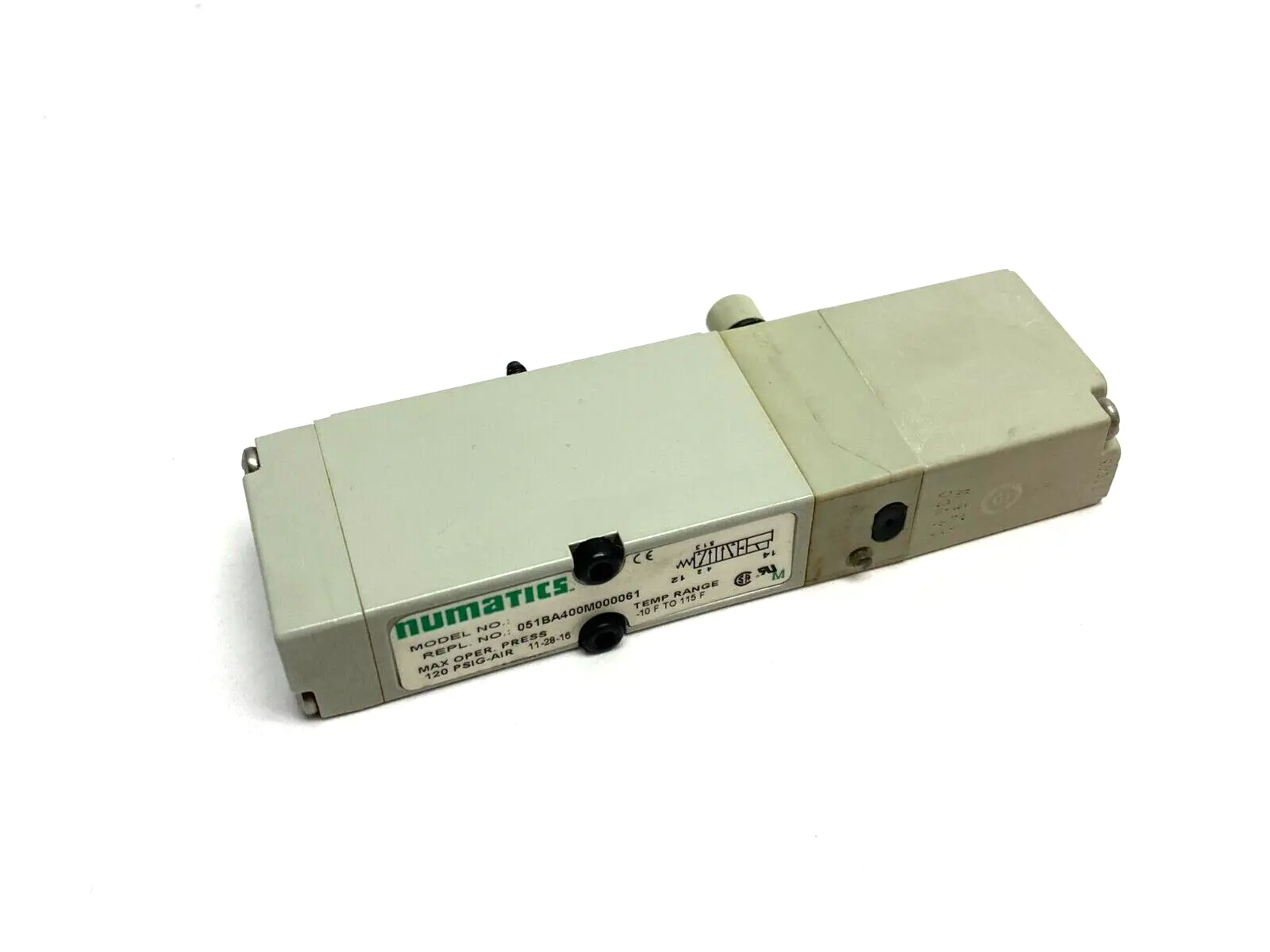 USED NUMATICS SOLENOID VALVE 2-POS 5-PORT 24VDC 120PSIG