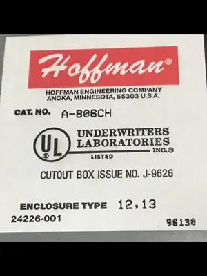 Used HOFFMAN A-806CH Electrical Boxes Michigan US | Ideal Machinery #1302449