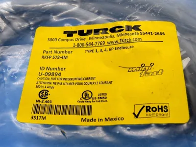 NEW TURCK RKFP 578-4M NETWORK RECEPTACLE U-09894 RKFP5784M
