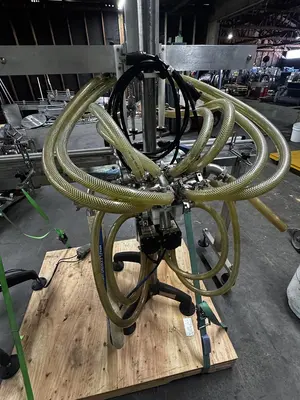 Used INLINE FILLING SYSTEMS 4 HEAD SEMI-AUTOMATIC FILLER FOFBT-4 Overflow Pressure Gravity Liquid Fillers Oregon US | Ager Tank & Equipment Co. #1256626