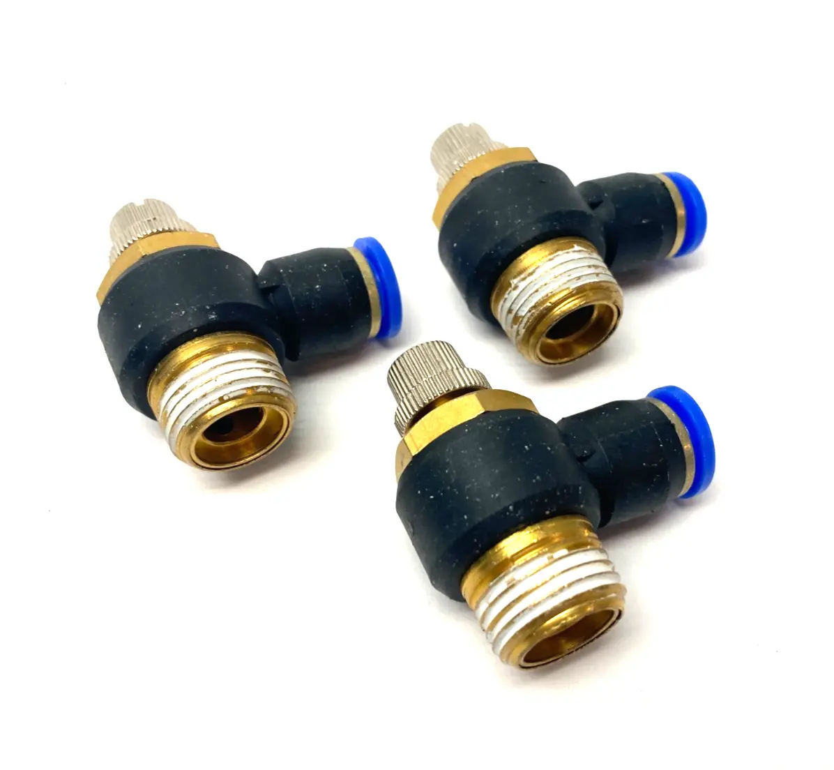 USED SNS PNUEMATIC FLOW THROTTLE/SPEED CONTROL ELBOW VALVE FITTING 10MM TUBE