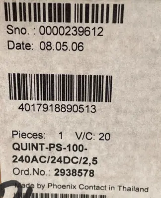 NEW PHOENIX CONTACT QUINT-PS-100-240AC/24DC/ 2.5 POWER SUPPLY 2938578