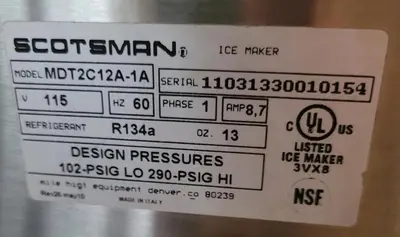 Used SCOTSMAN MDT2C12A-1A Refrigeration Units British Columbia CA | Surrey Food Equipment #1509107