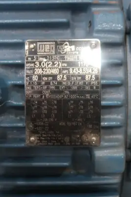 3 hp, 230/460 volts, 1170 rpm, 213TC Electric Motor