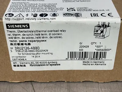 New | in-Stock SIEMENS 3RU21160HB0 Relays & Switches Ohio US | HGR 24 #1520829