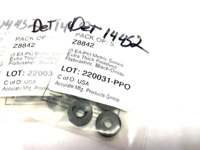 NEW ACCURATE MFG. EXTRA THICK FINISHED FLAT WASHER LOT OF 8PKGS, 40 WASHERS