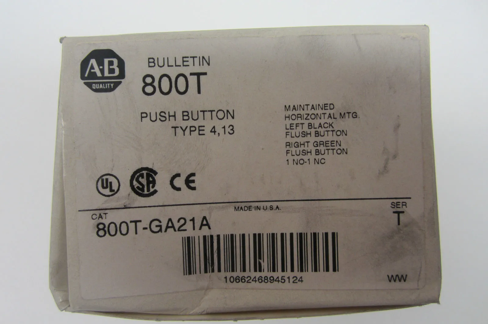 NEW ALLEN BRADLEY 800T-GA21A PUSHBUTTON 800TGA21A